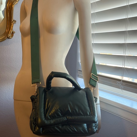 Anthropologie Dark Green Padded Crossbody Bag - Picture 2 of 3